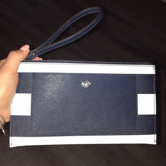 Michael Kors Handbags - Michael Kors Navy and White Stripe Clutch Wristlet